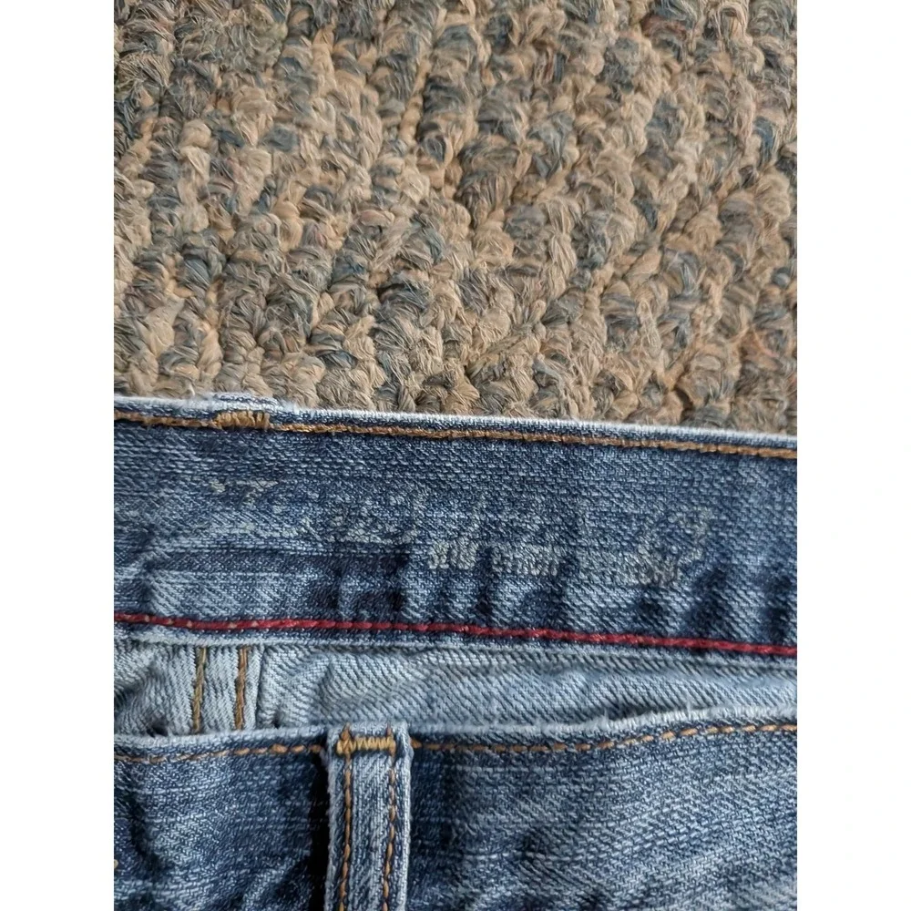 Old Navy Men Custom Bleached Flame Straight Leg Jeans Blue Denim 30x34 Y2K Style